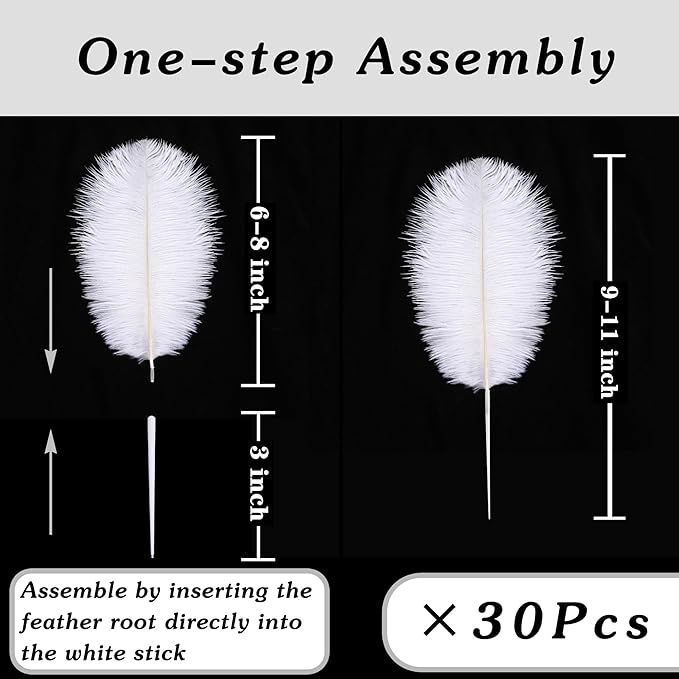 SOGUGOM White Craft Ostrich Feathers - Image 3