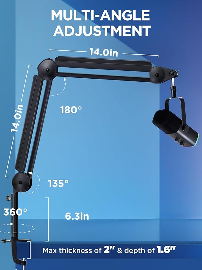 InnoGear Mic Boom Arm Microphone Stand Cable Management - Image 6
