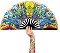 13" Large Rave Fan Bamboo, Folding Clack Hand Fans Foldable by Raveahem