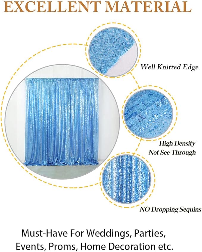 ShinyBeauty Baby Blue Sequin Backdrop 10FTx10FT - Image 4