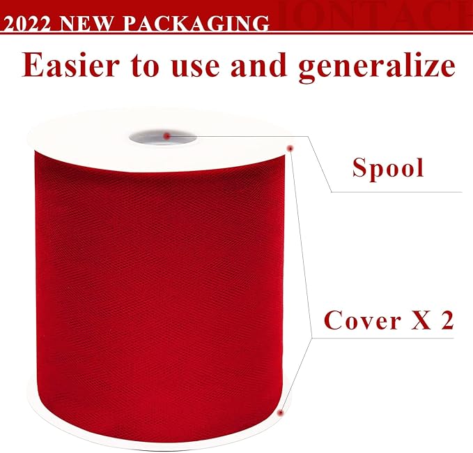 Red Tulle Fabric Rolls 6 Inch by 200 Yards Fabric Spool Tulle Ribbon - Image 3