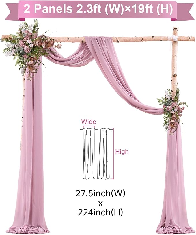 Arch Drapes for Wedding Arch Draping Fabric Dusty Rose Sheer Backdrop Curtain - Image 7