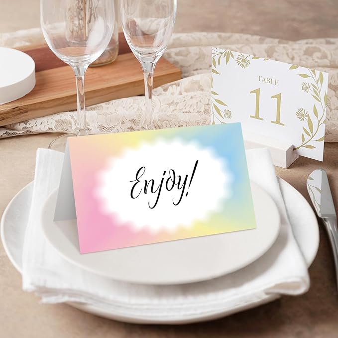 25 Color Gradient Place Cards for Table Seating, Colorful Wedding Name Place - Image 4