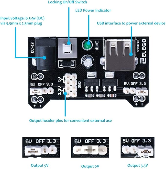 ELEGOO Upgraded Electronics Fun Kit w/Power Supply Module, Jumper Wire - Image 2