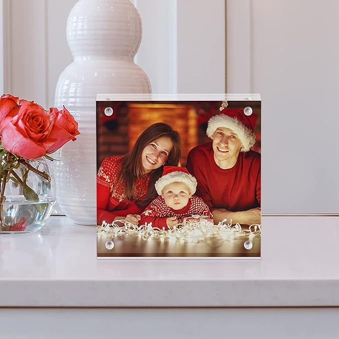 Boxalls 5x5 Acrylic Picture Frame, Double Sided Transparent Desktop Frame - Image 5