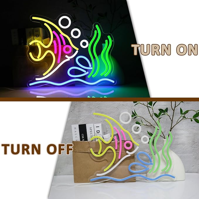 Tropical Fish Neon Sign for Wall Decor, Fish Led Signs for Room, USB Dimmable - Image 5