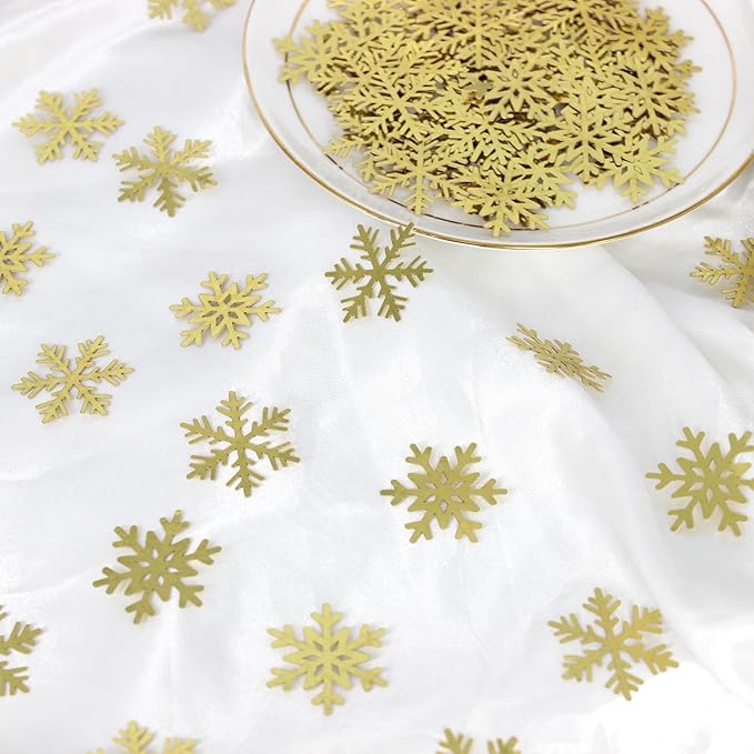 200PC Gold Foil Paper Snowflakes Confetti Christmas Party Table Decorations - Image 5
