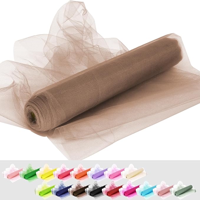 Chestnut Tulle Fabric Rolls, 54 Inch by 10 Yards Tulle Ribbon by AblemeDeco