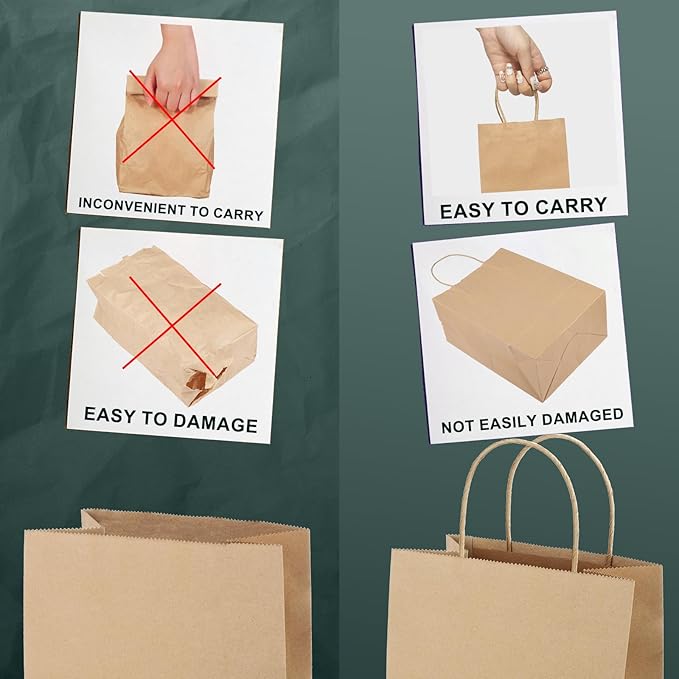METRONIC Paper Gift Bags 5.25x3.75x8 50Pcs, Christmas Gift Wrap Bags - Image 5