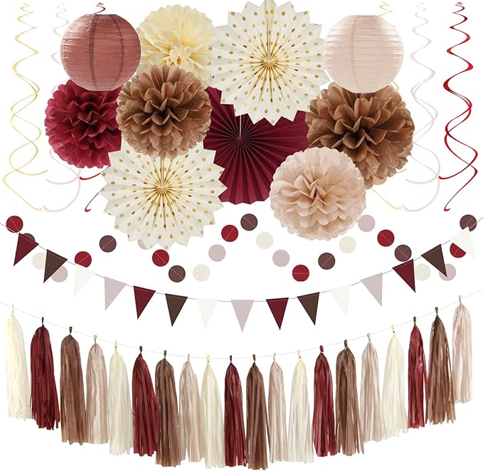 Brown Burgundy Champagne Dusty-Pink Party-Decorations by Hugtmr