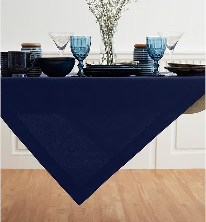 Solino Home Navy Blue Linen Tablecloth 52 x 52 Inch - Image 2