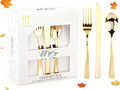 WDF 120 Pieces Gold Plastic Silverware by WDF