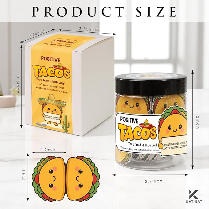 Positive Taco Jar – 60 Funny Emotional Support Taco, Back to School Gift - Image 7