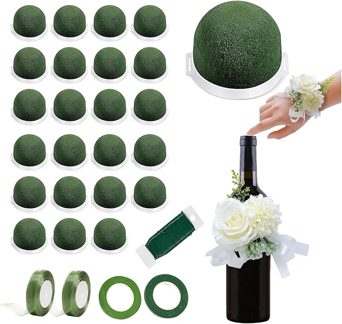 24PCS Round Floral Foam Blocks Holder Set Mini Flower Foam by CJKDXDH