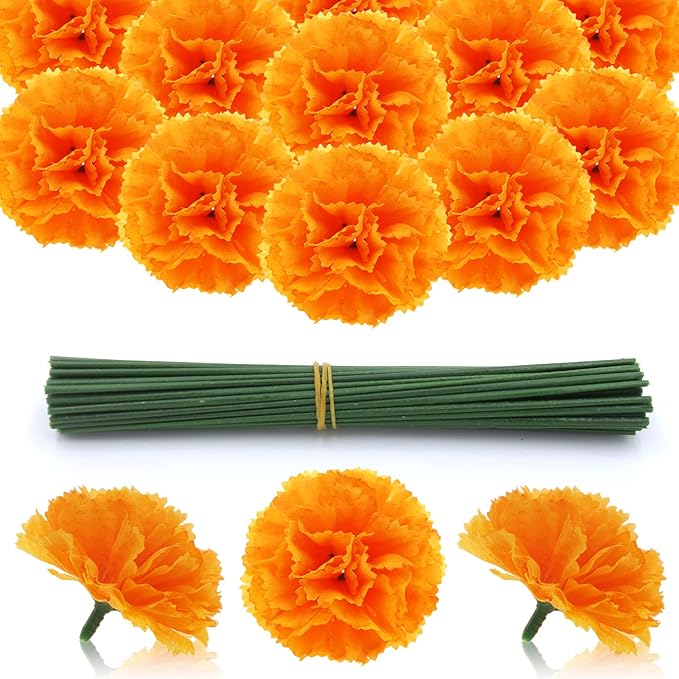 Hananona 200 Pcs Marigold Flower Heads Bulk, Silk Marigold Heads by HANANONA