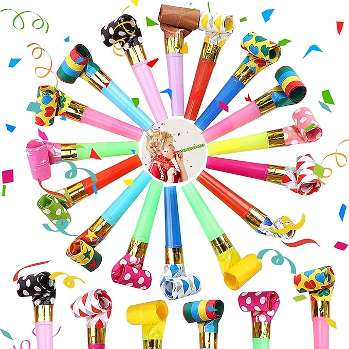 25pcs Party Blowers, Colourful Noisemakers Party Blowouts Squawkers Fringed by Unknown