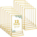 Floroom 12 Pack 5x7 Inch Clear Acrylic Sign Holders, Double-Sided Gold Display by Floroom