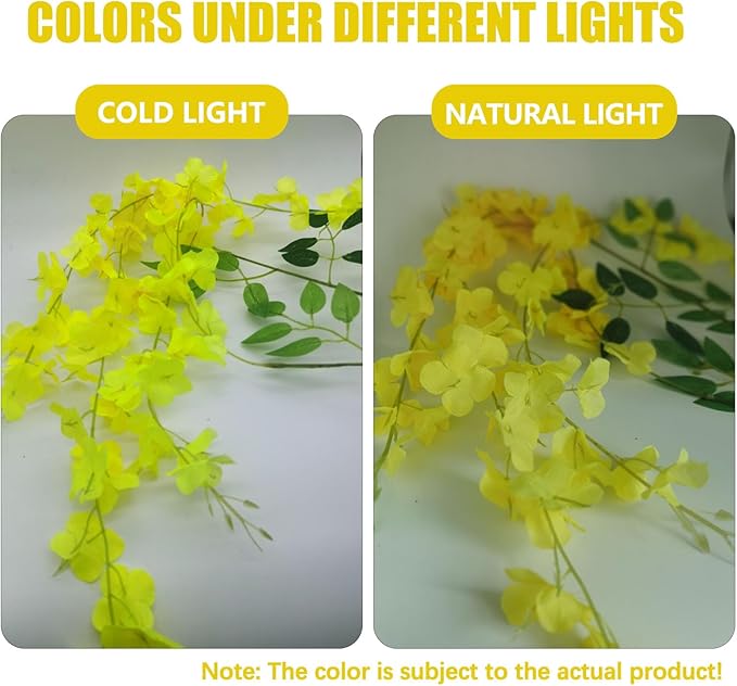 5 Pack Yellow Wisteria Hanging Flowers, 3.44 Ft Fake Hanging Flowers, - Image 2