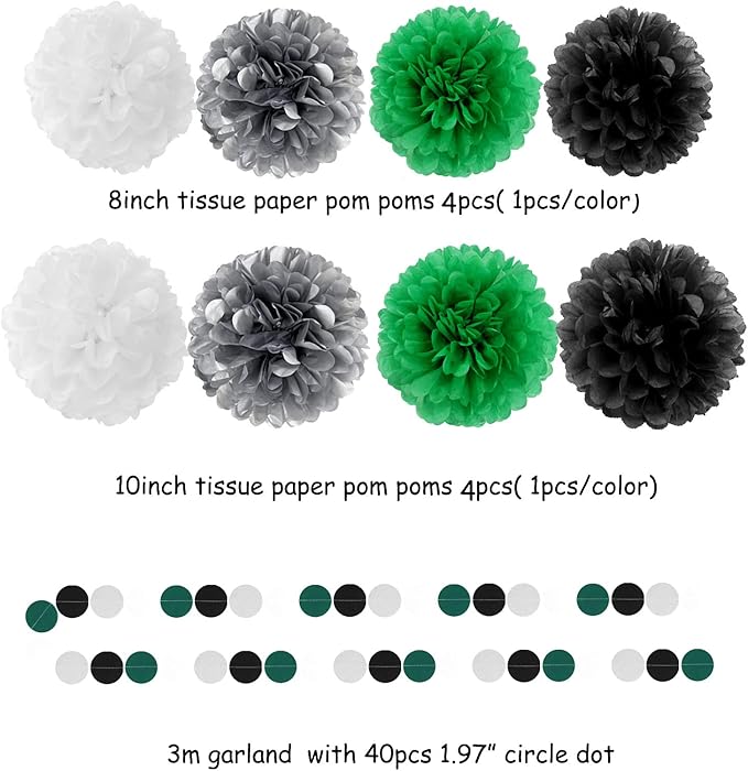 Black Green Silver Football Party-Decorations - Image 4