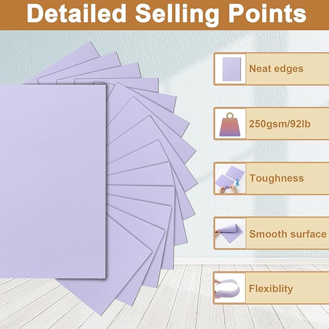 120 Sheets Purple Cardstock 8.5 x 11 Certificate Paper, 92lb Heavyweight Card - Image 3