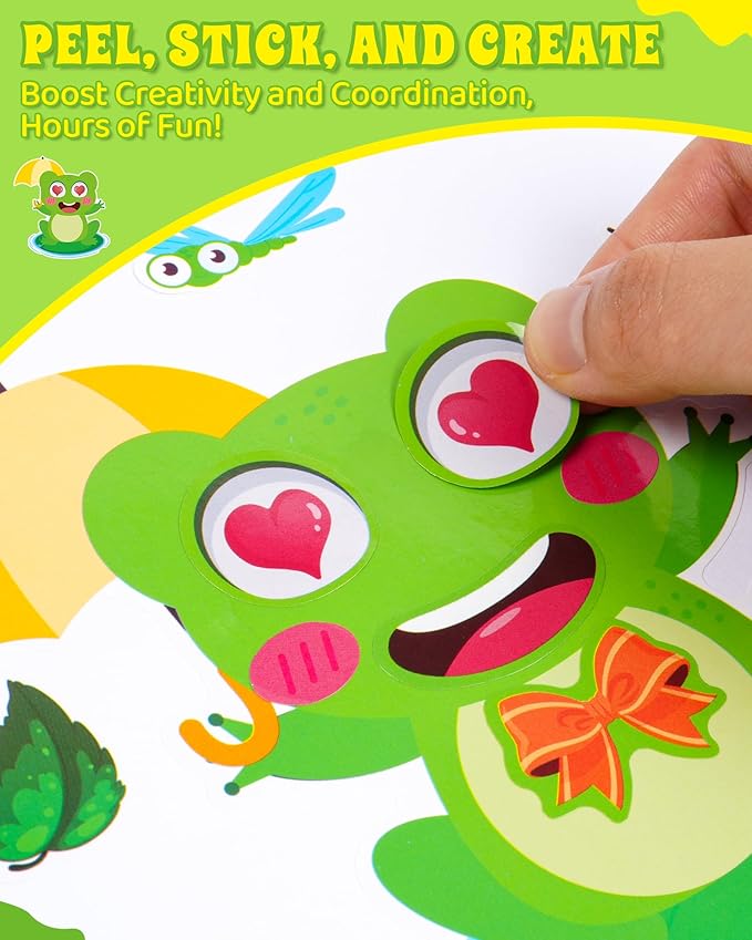 Aowplc 32 Sheets Frog Make-a-Face Stickers - Image 5