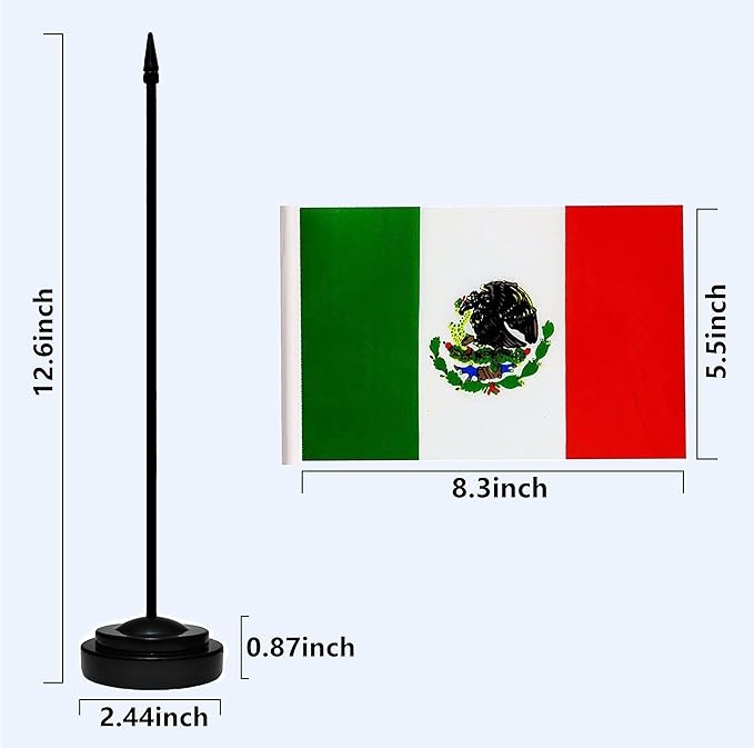 Mexico Mexican Deluxe Desk Flag Set Small Mini Miniature Mexico Mexican Table - Image 3