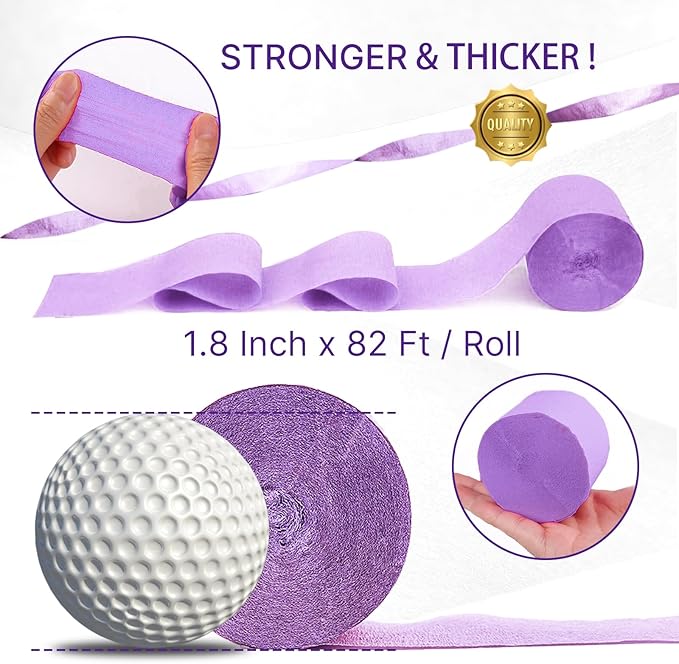 PartyWoo Pink and Purple Crepe Paper Streamers 4pcs 328ft Pack of Light Pastel - Image 6