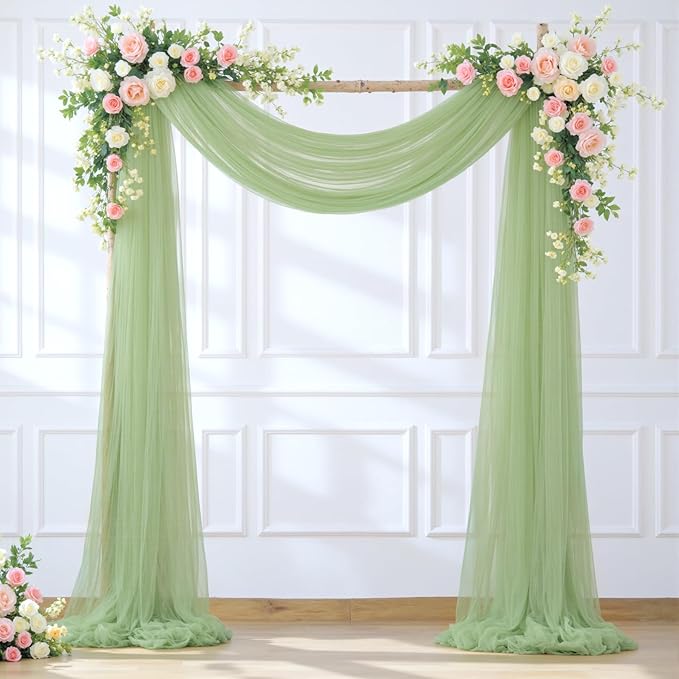 Wedding Arch Draping Fabric Backdrop 1 Panel 60" x 26Ft Sage Green Drapes by Suppromo