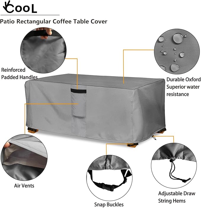Outdoor Coffee Table Cover, Waterproof Rectangular Patio Small Side Table Cover - Image 3