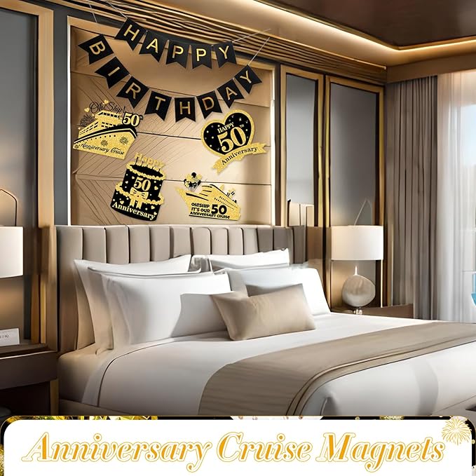 4 PCS Large 50th Anniversary Cruise Door Magnets Decorations Happy 50th - Image 6
