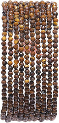 Faceted Natural Tiger Eye Stone Round Loose Semi Gemstone Beads by Beadia
