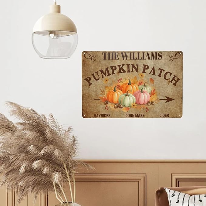 Personalized Halloween Farm Fresh Pumpkin Metal Sign Fall Decor - Image 4