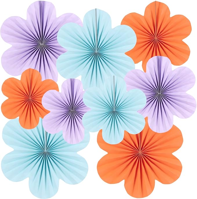 SUNBEAUTY 9 PCS Flower Party Decorations Paper Fans Classroom Decoration Paper by SUNBEAUTY