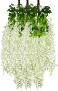 12 Pack White Green Wisteria Hanging Flowers Garland, 3.77 Feet Artificial by Luerbi