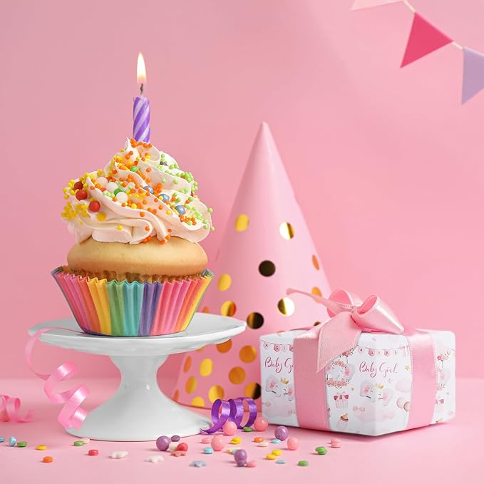 Aimyoo Pink Baby Shower Wrapping Paper Roll - Image 5