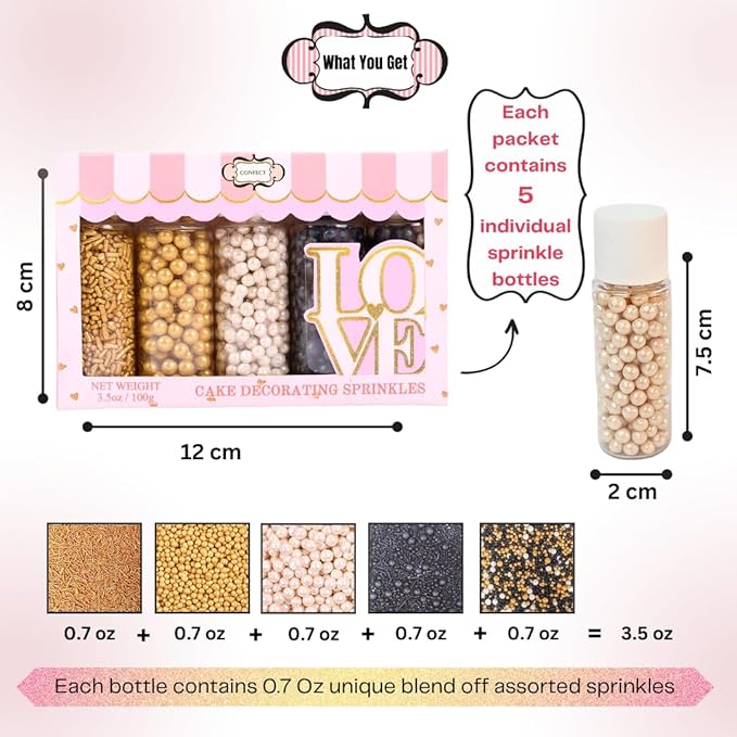 Confect Sprinkles- Red Carpet Glam Cake Decorating Sprinkles – Edible Black - Image 4