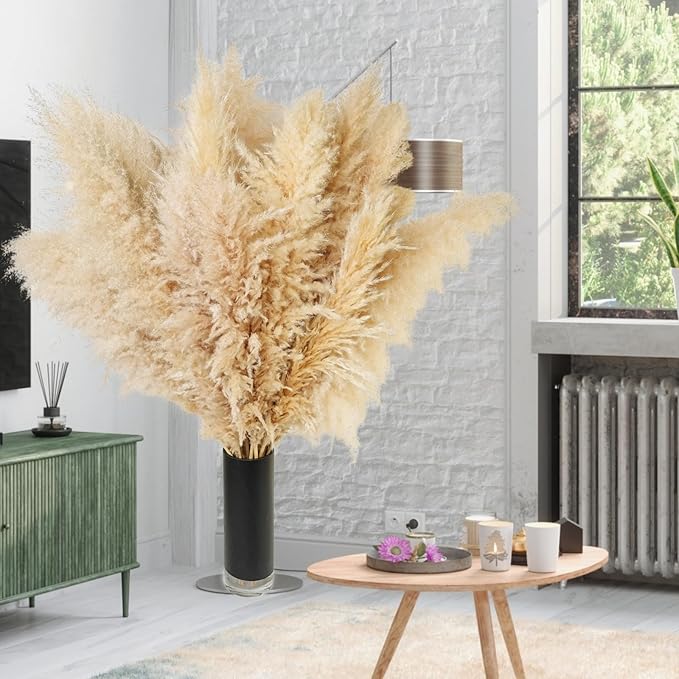 10 PCS 40" Tall Pampas Grass Stems in Natural Beige, Add a Boho Touch to Your - Image 5