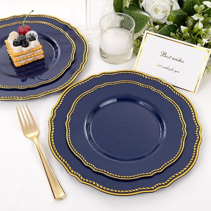 Hioasis 60pcs Blue Plastic Plates - Image 9