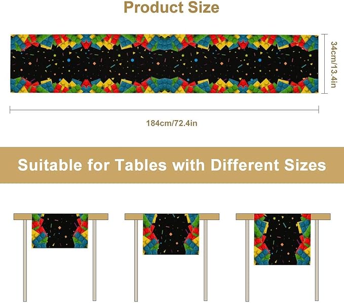 Building Blocks Table Runner Party Celebrating Colorful Blocks Table Runner - Image 3