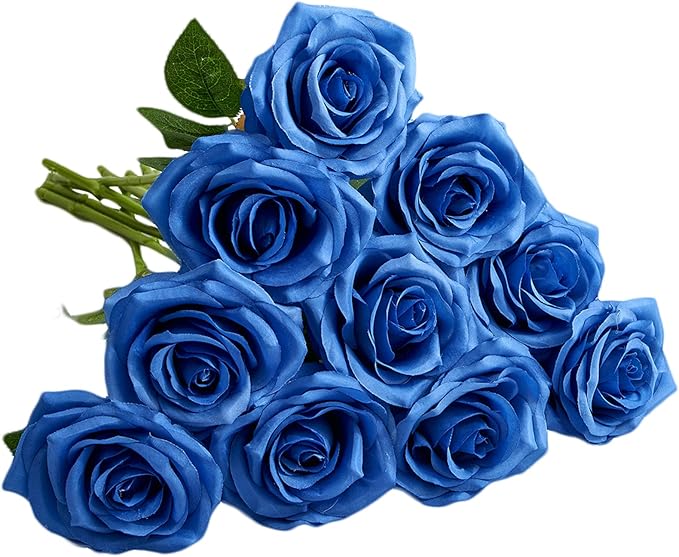 Artificial Rose 10pcs Open Flower Bouquet Faux Rose Stems by IUKnot