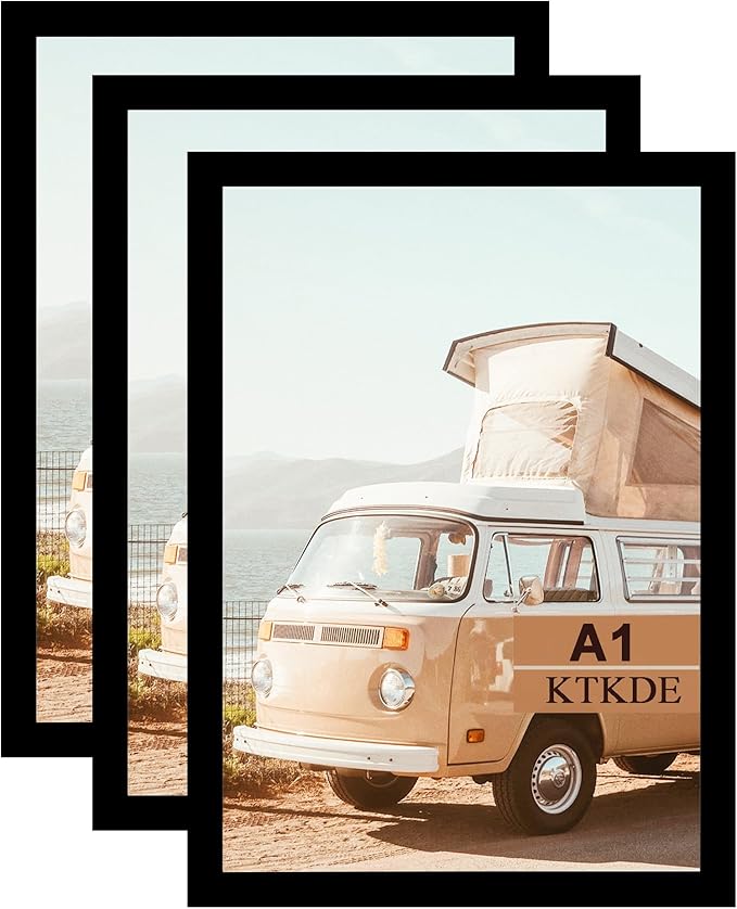 KTKDE A1 Black Modern Picture or Poster Frame 3 Pack, 23.4x33 Poster Frame by KTKDE