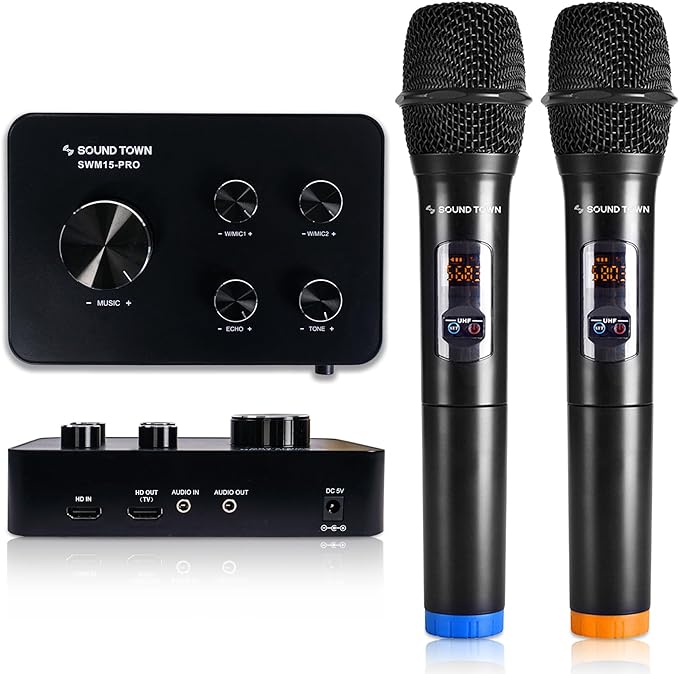 Sound Town Wireless Microphone Karaoke Mixer System by SOUNDTOWN