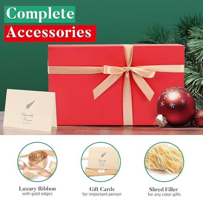 LIFELUM Red Gift Box 13.85 x 8.35 x 4.45 inch Large Gift Boxes - Image 6