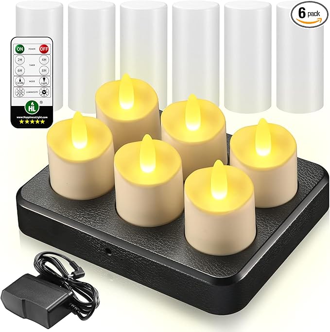 HL Flameless Candles with Remote Timer, 100+Hours Rechargeable Waterproof by HLHappinessLight