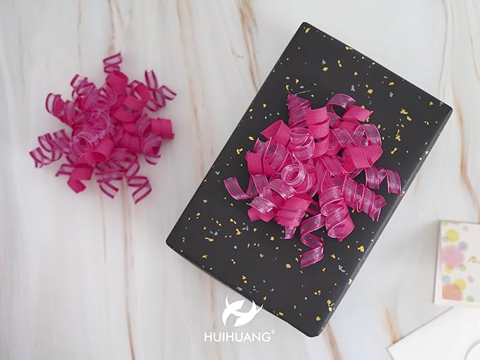 HUIHUANG Hot Pink Bows for Gift Wrapping Curly Gift Bow 5 inch x 8 Counts - Image 6