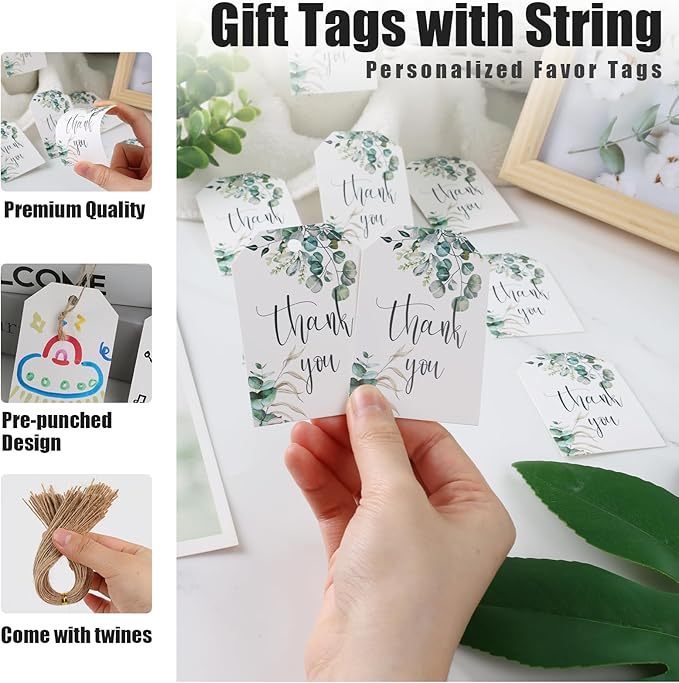 SallyFashion 75PCS Thank You Gift Tags 2x3 inch Kraft Paper Tags - Image 3