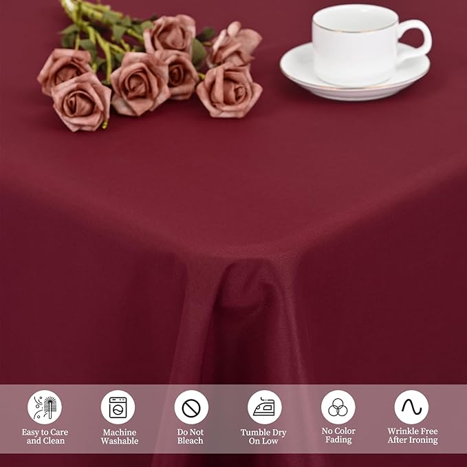 12 Pack Burgundy Tablecloths for Rectangle Tables 60 x 102 Inch Polyester - Image 4