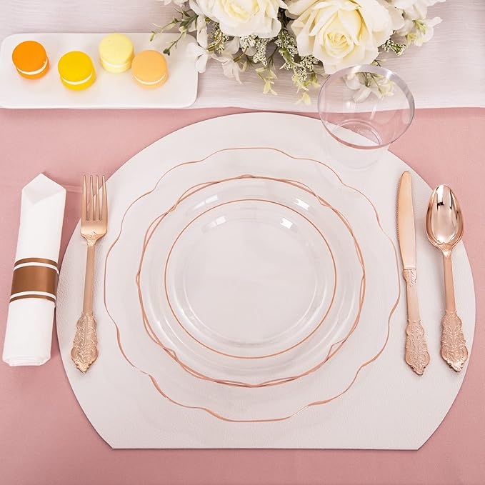 NOCCUR 350PCS Rose Gold Plastic Plates - Image 5