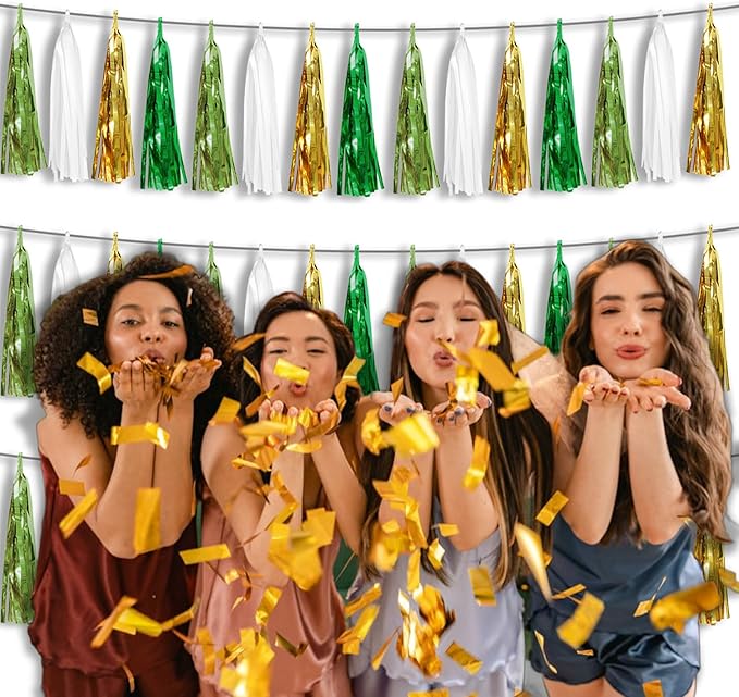 3P Metallic Fringe Tassel Banner Garland Foil Tinsel Streamer Wall Hanging - Image 6