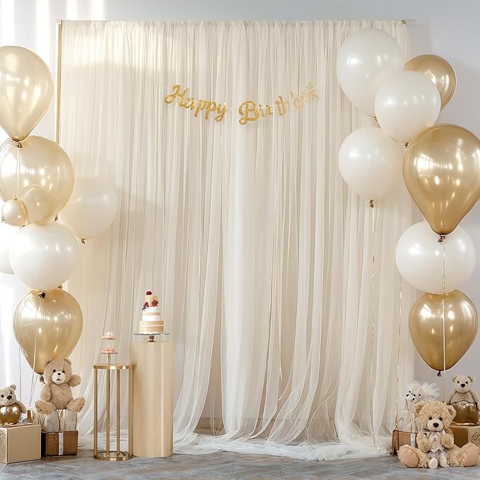 Champagne Sheer Backdrop Curtains - Image 3